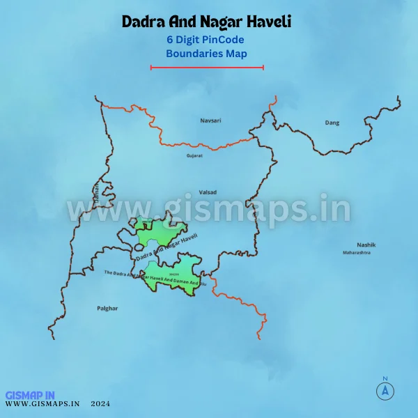 Dadra And Nagar Haveli PincodeBoundaries Map (Gujarat)