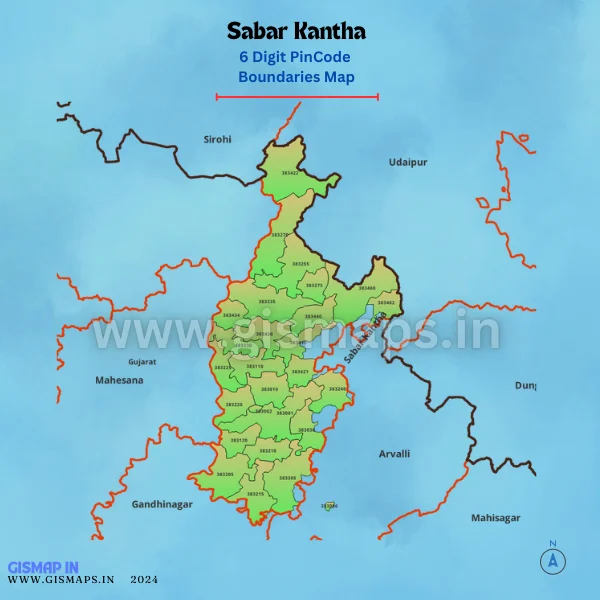 Sabar Kantha PincodeBoundaries Map (Gujarat)