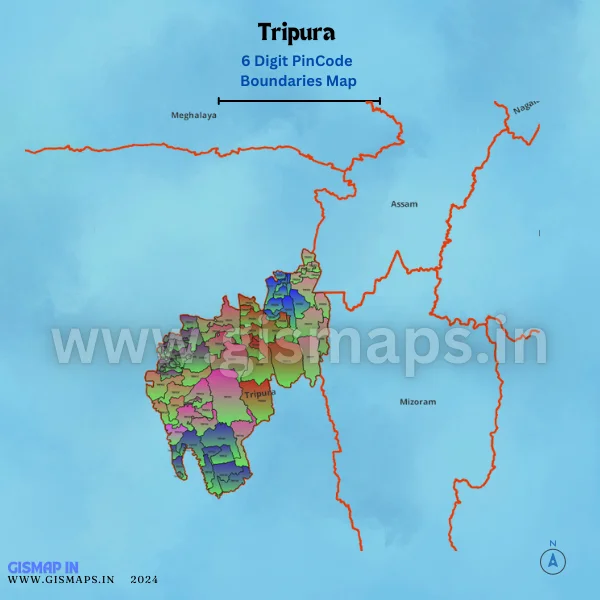 Tripura 6 Digit Pincode Boundaries Map